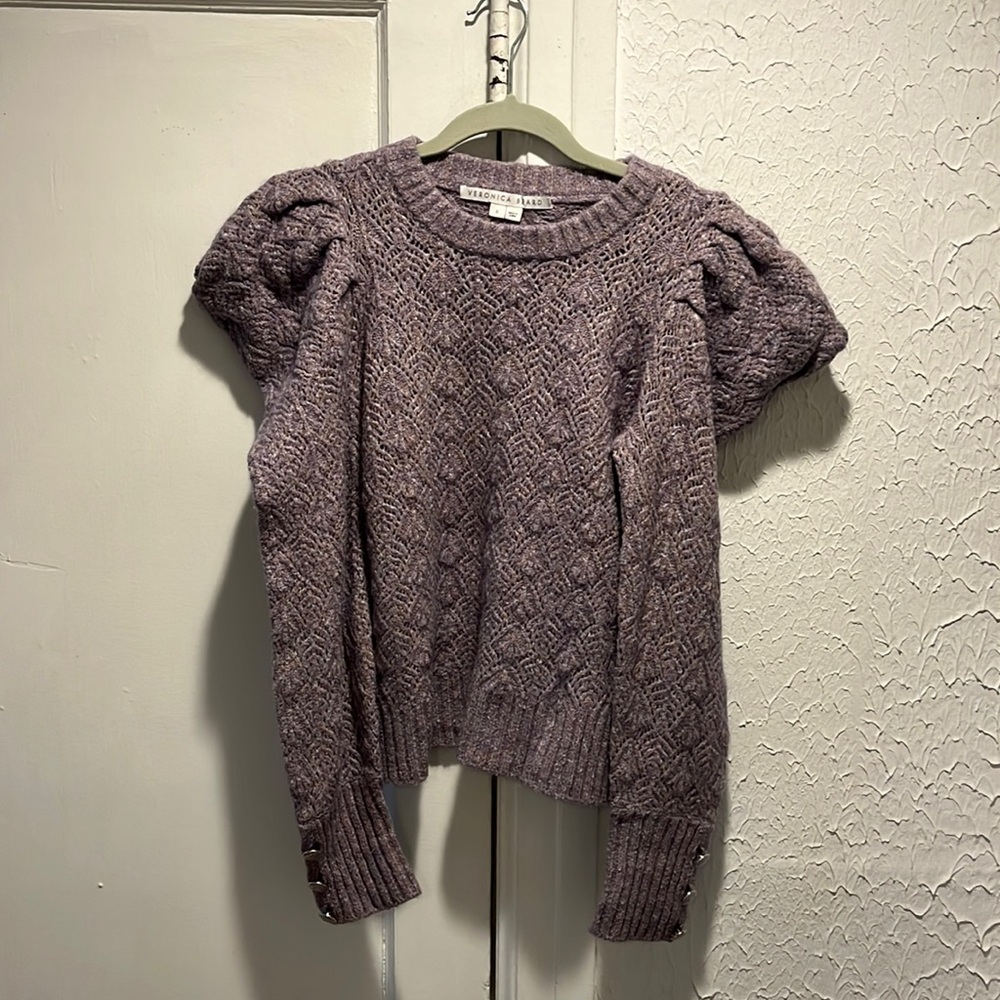 Veronica Beard Purple Sweater with exaggerated sleeves